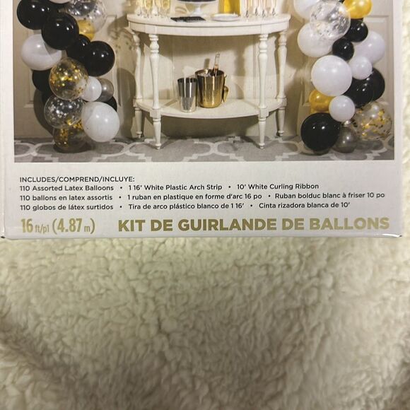 BALLOON GARLAND ARCH KIT White Black Clear & Gold Metallic 112 Count - Picture 8 of 8